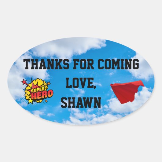 Superheld Party Dank je Sticker (Voorkant)