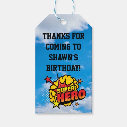 Superheld Party Favor Label Cadeaulabel (Voorkant)