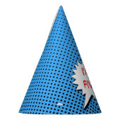 Superheld Party Pet - Blue Black Dot Custom Feesthoedjes (Links)