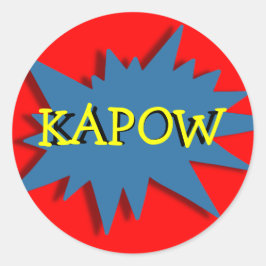 Superheld Party Thema Rood Blauw Ronde Sticker