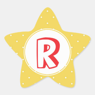 Superheld red yellow polka dot kind monogram ster sticker