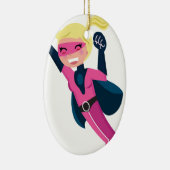 Superheld roze meisje keramisch ornament (Rechts)