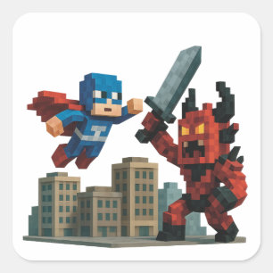 Superheld Skyblade Showdown Vierkante Sticker