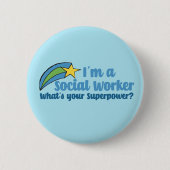 Superheld Social Worker Ronde Button 5,7 Cm (Voorkant)