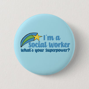 Superheld Social Worker Ronde Button 5,7 Cm