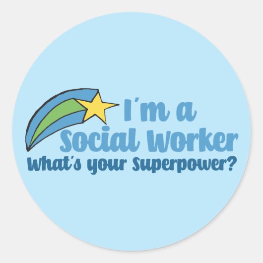 Superheld Social Worker Ronde Sticker (Voorkant)