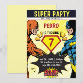 Superheld Strips Verjaardagsfeest Uitnodiging (Voorkant / Achterkant)