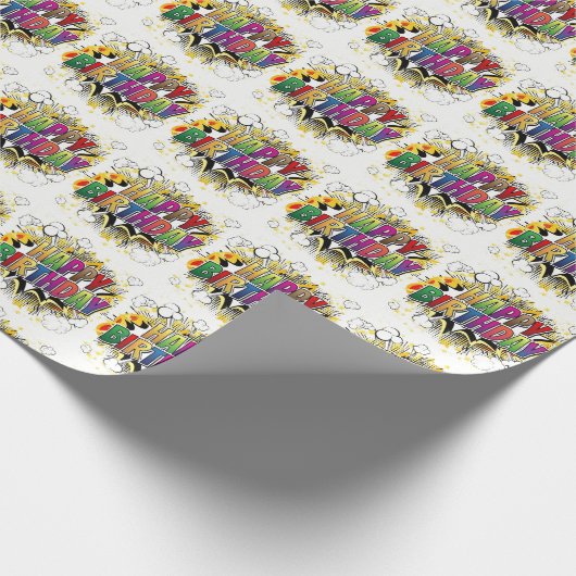 Superheld Style Happy Birthday Wrapping Paper Cadeaupapier (Hoek)