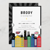 Superheld Theme Birthday Kaart (Voorkant / Achterkant)