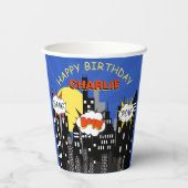 Superheld Theme Birthday Papieren Bekers (Achterkant)