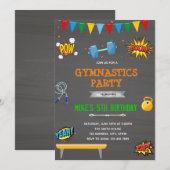 Superheld-turnen feestje uitnodiging (Voorkant / Achterkant)