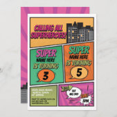 Superheld Uitnodiging Gedeelde Gezamenlijke Partij (Voorkant / Achterkant)