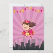 Superheld Uitnodiging Roze Meisjes Super Party (Achterkant)