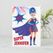 Superheld USA Stunning Girl Amathday Kaart (Staand voorkant)