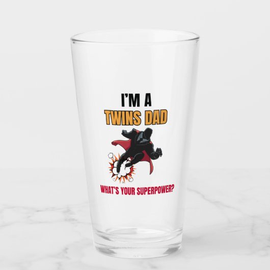 superheld vader tweeling vaders dag glas (Voorkant)