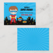 Superheld Valentijn Kaarten - Boys Comic School Notitiekaartje (Voorkant / Achterkant)