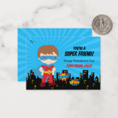 Superheld Valentijn Kaarten - Boys Comic School Notitiekaartje (Voorkant / Achterkant in situ)