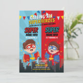 Superheld Verjaardagsbroeders Blauw Rood Joint Boy Kaart (Staand voorkant)