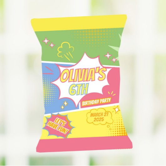 Superheld Verjaardagsfeest Voorkeur Chip Bag Wrapp Flyer