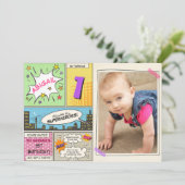 superheld verjaardagsuitnodiging Cartoon Meisje Kaart (Staand voorkant)