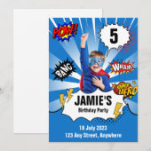 Superheld verjaardagsuitnodiging - Foto Kaart (Voorkant / Achterkant)