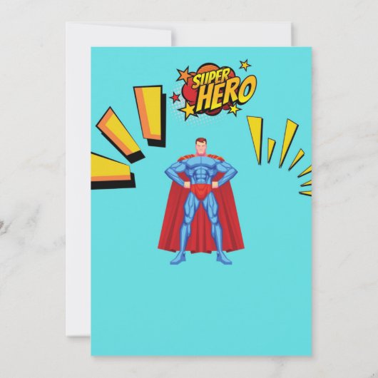 Superheld verjaardagsuitnodiging voor jongens kaart (Achterkant)