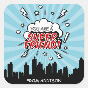 Superheld vriend Comic Valentijn Stickers