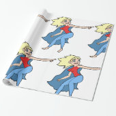 Superheld Vrouw Cadeaupapier (Uitgerold)