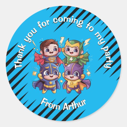 Superhelden feest Kinder superhelden leuke identit Ronde Sticker (Voorkant)