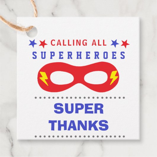 Superhelden Feest Super bedankt Bedankjes Labels (Voorkant)