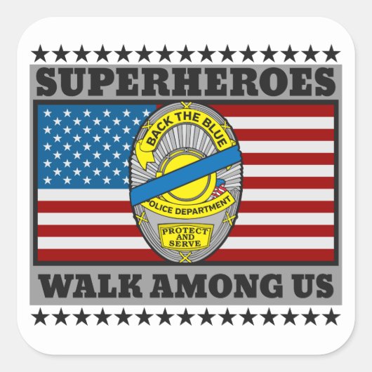 Superhelden lopen onder ons vierkante sticker (Voorkant)