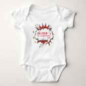 Superheldenbaby's eerste kerststrip romper (Voorkant)