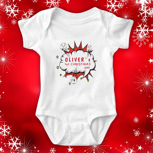 Superheldenbaby's eerste kerststrip romper