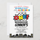 Superhero 1er anniversaire Invitation (Devant)