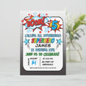Superhero 5e anniversaire Invitation de fête (Debout devant)