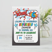 Superhero 6e anniversaire Invitation de fête (Debout devant)