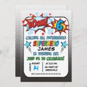 Superhero 6e anniversaire Invitation de fête (Devant / Derrière)