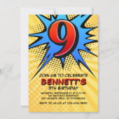 Superhero 9e anniversaire Invitation (Devant)