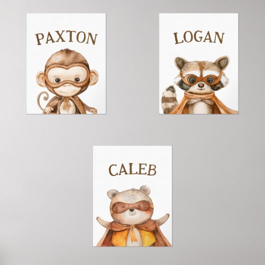 Superhero Animals Custom Kinder Muurkunst Sets (Voorkant)