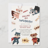 Superhero Animaux mignons Invitation Anniversaire (Devant)
