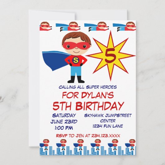 Superhero Anniversaire de enfant Party Invitations (Devant)