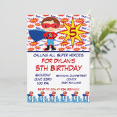 Superhero Anniversaire de enfant Party Invitations (Debout devant)