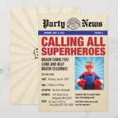 Superhero Anniversaire Fête Photo Invitation ・ Nou (Devant / Derrière)