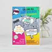Superhero Anniversaire Invitation Style comique (Debout devant)