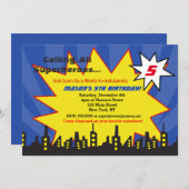Superhero Anniversaire Invitations Garçons (Devant / Derrière)