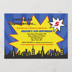 Superhero Anniversaire Invitations Garçons
