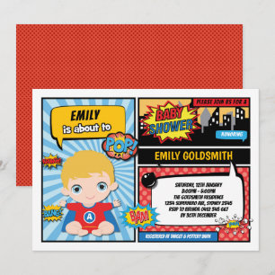 Superhero Baby Jongens Shower / Stripboek Blond Ha Kaart