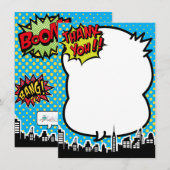 Superhero Bande dessinée Bleu Merci Notes (Devant / Derrière)