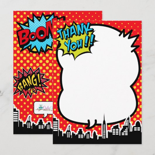 Superhero Bande dessinée Merci Notes (Devant / Derrière)