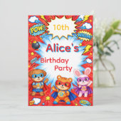 Superhero Birthday Invitation card (Debout devant)